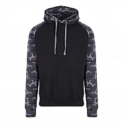Contrast Hoodie: Black Camo