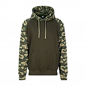 Contrast Hoodie: Green Camo