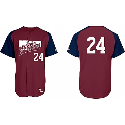 Camisa Double Sluggers, mangas azul marino: Flatback Mesh