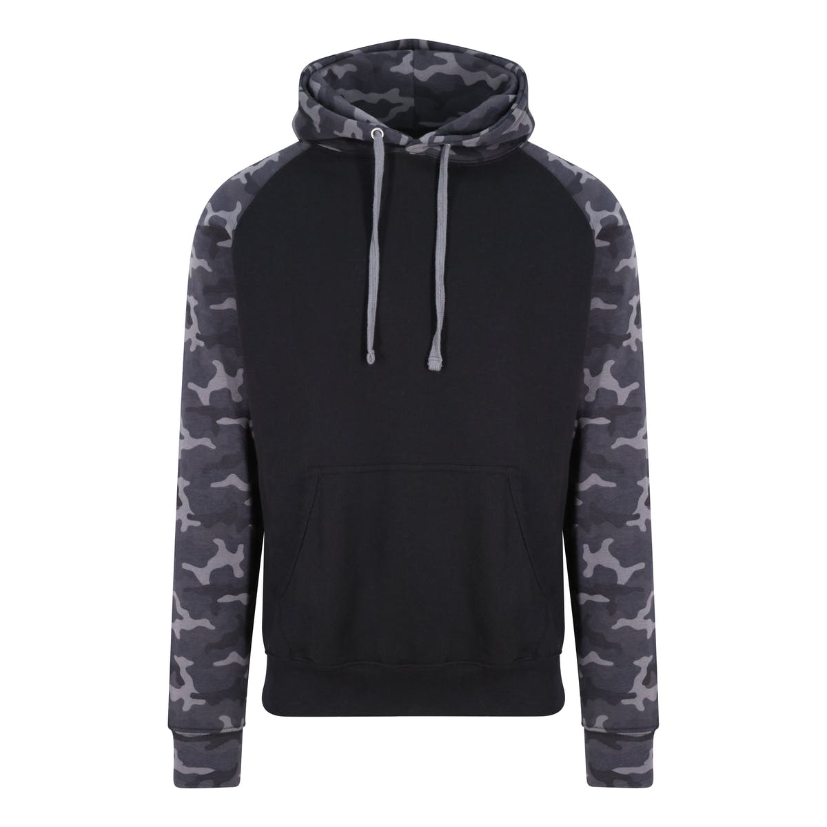 Contrast Hoodie: Black Camo