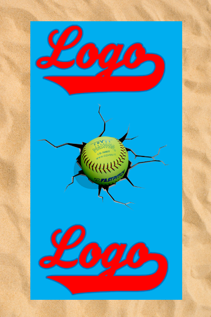 Club All-Over Beach Towel: Cracked Softball