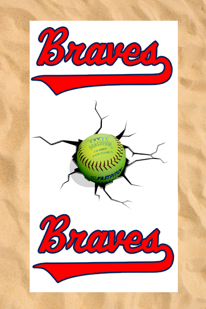 Club All-Over Beach Towel: Cracked Softball