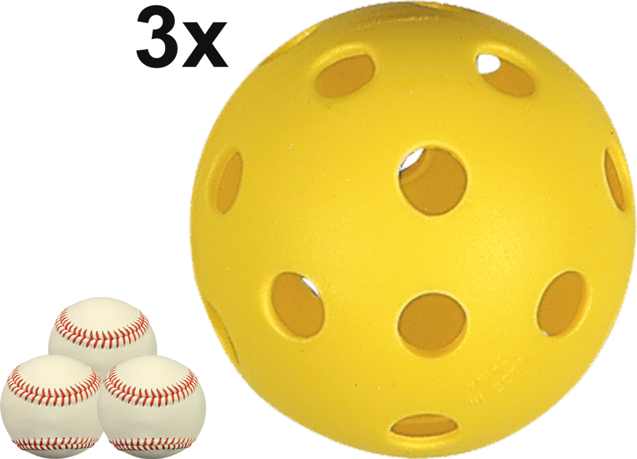 Covee/Diamond CD-PPB-9: Gatenbal Honkbal in plastica (confezione da 3)