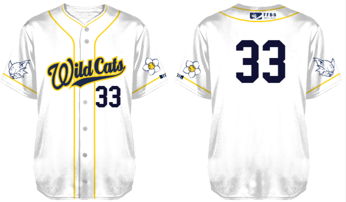 Colombes Wildcats Jersey, White: Flatback Mesh