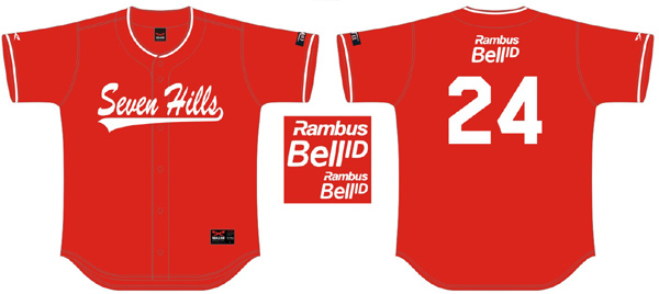 Camisa de béisbol Seven Hills, Flatback Mesh + patrocinador