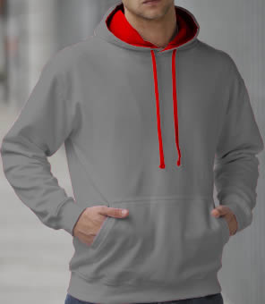 Hooded Sweater 2 Color: Grey/Red