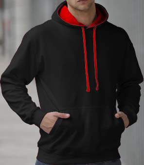 Hooded Sweater 2 Color: Black/Red